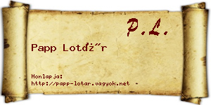Papp Lotár névjegykártya